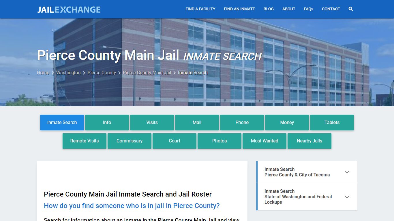 Pierce County Main Jail Inmate Search - Jail Exchange