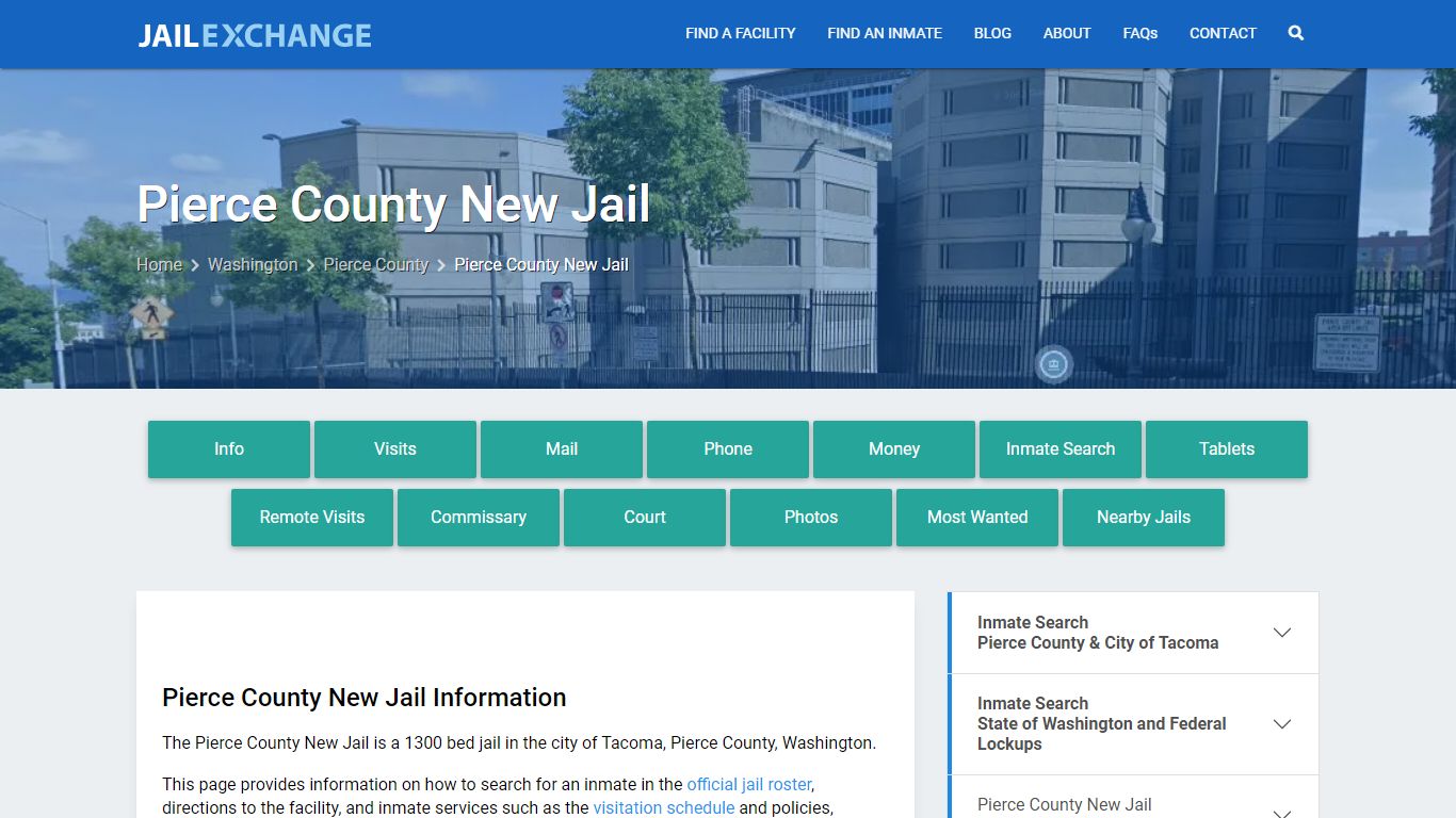 Pierce County New Jail, WA Inmate Search, Information